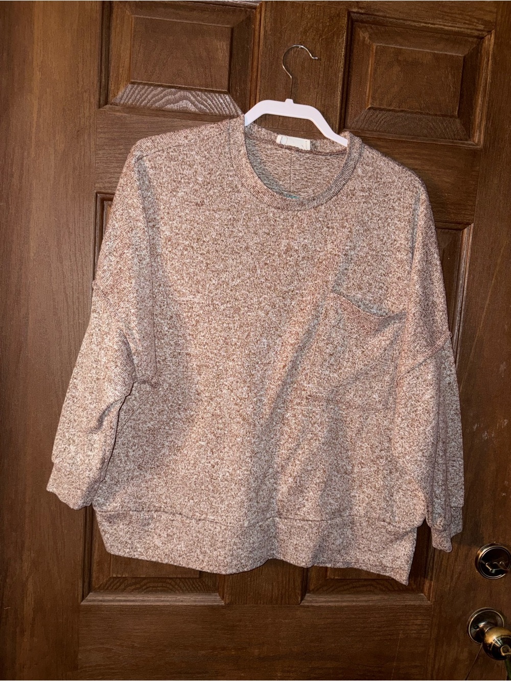 Zenana Outfitters Heathered Taupe Crewneck Sweater